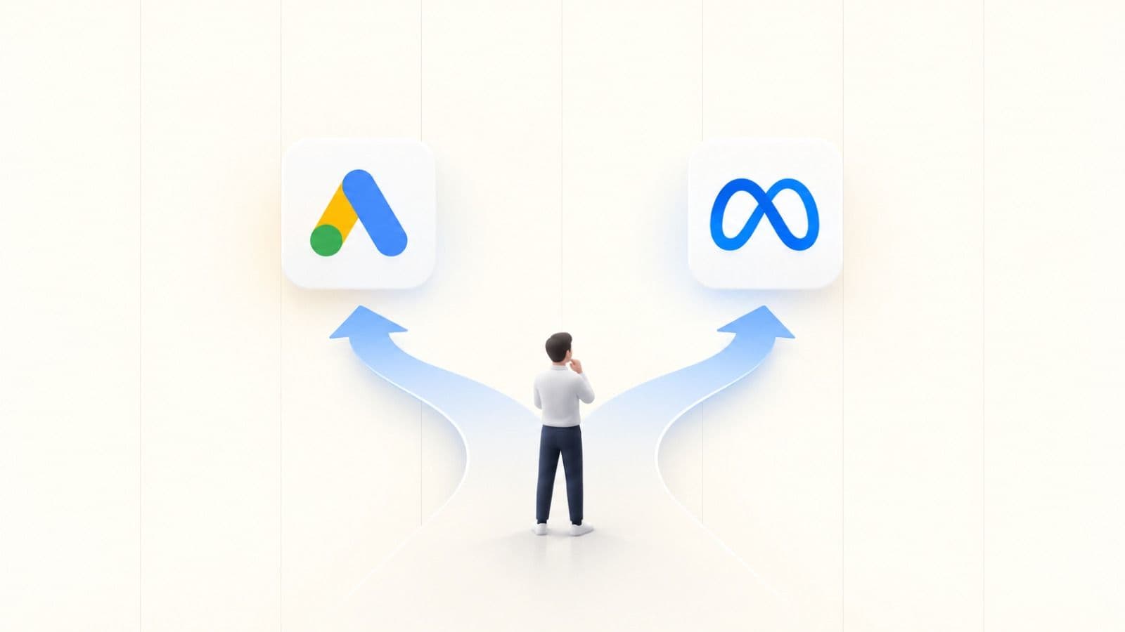 Abstract cover artwork for the article: Google Ads or Meta ads: which should a B2B software company run first?